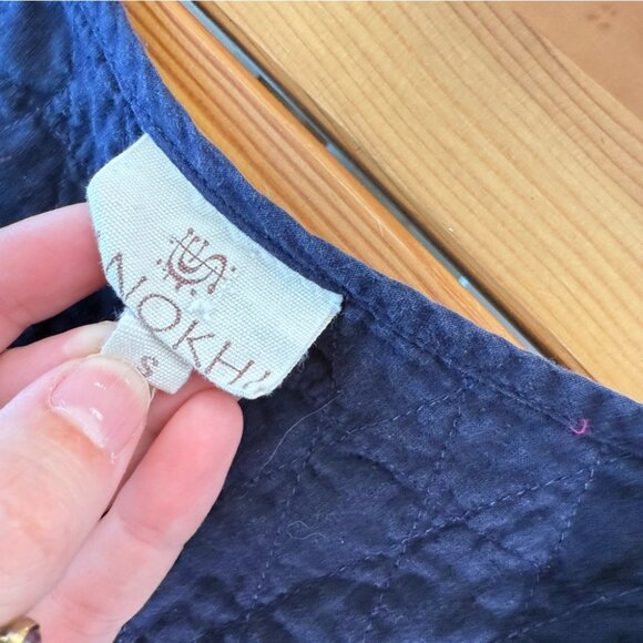 Anokhi Blue Paisley Midi Dress Long Sleeve A line 100% Cotton India Modest S - Picture 8 of 9